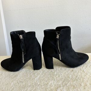 Diba Women's Ankle Boots Black Women's Suede  Booties Side Zipper 5.5M